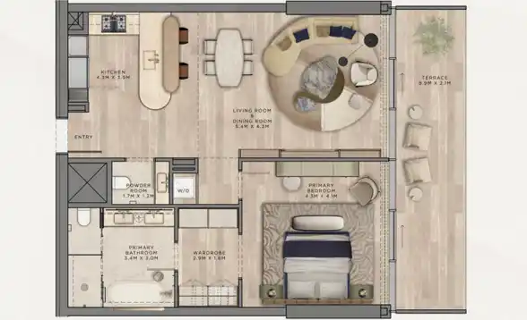 1-Bedroom Residence Plan